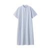 MUJI Cool Broad Stand Collar Short Sleeve Dress BC2IJA4S Blue Check XL Women's Women's Women's