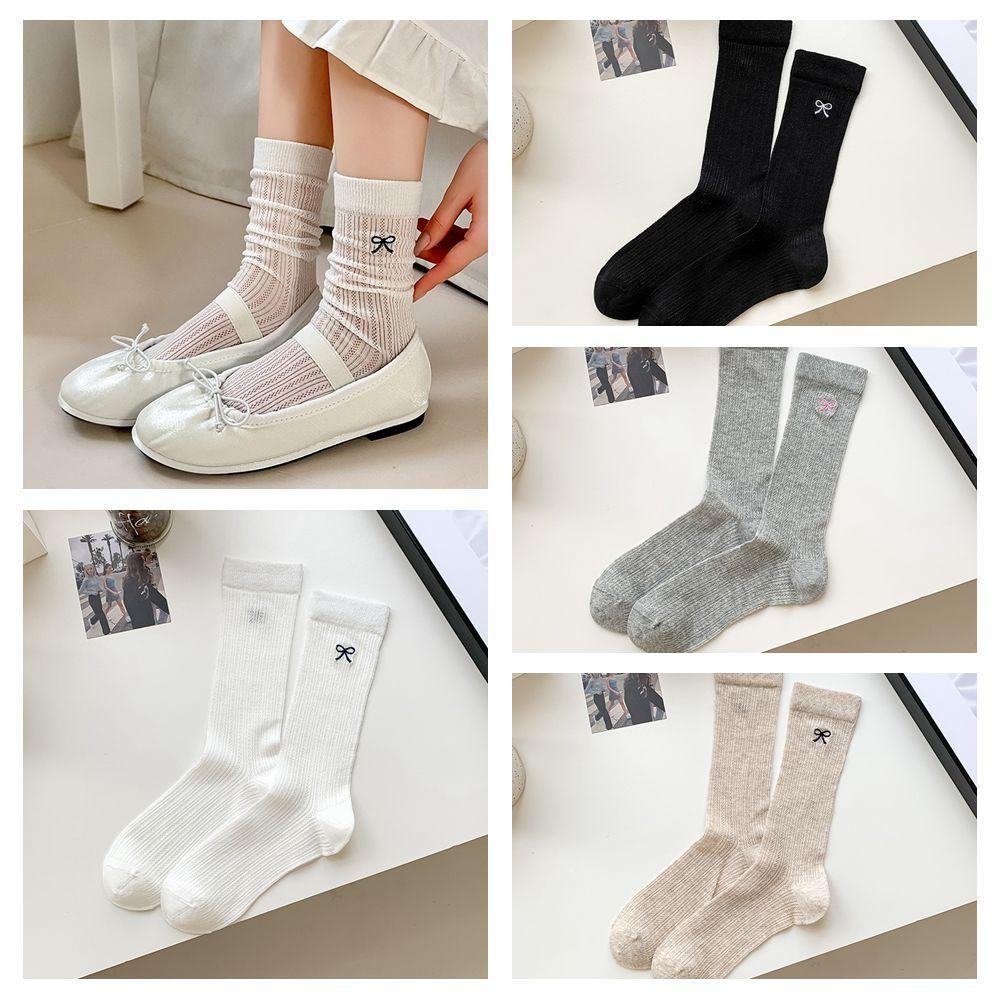 Spring Summer Bowknot Socks Breathable Cotton Socks New Long Socks