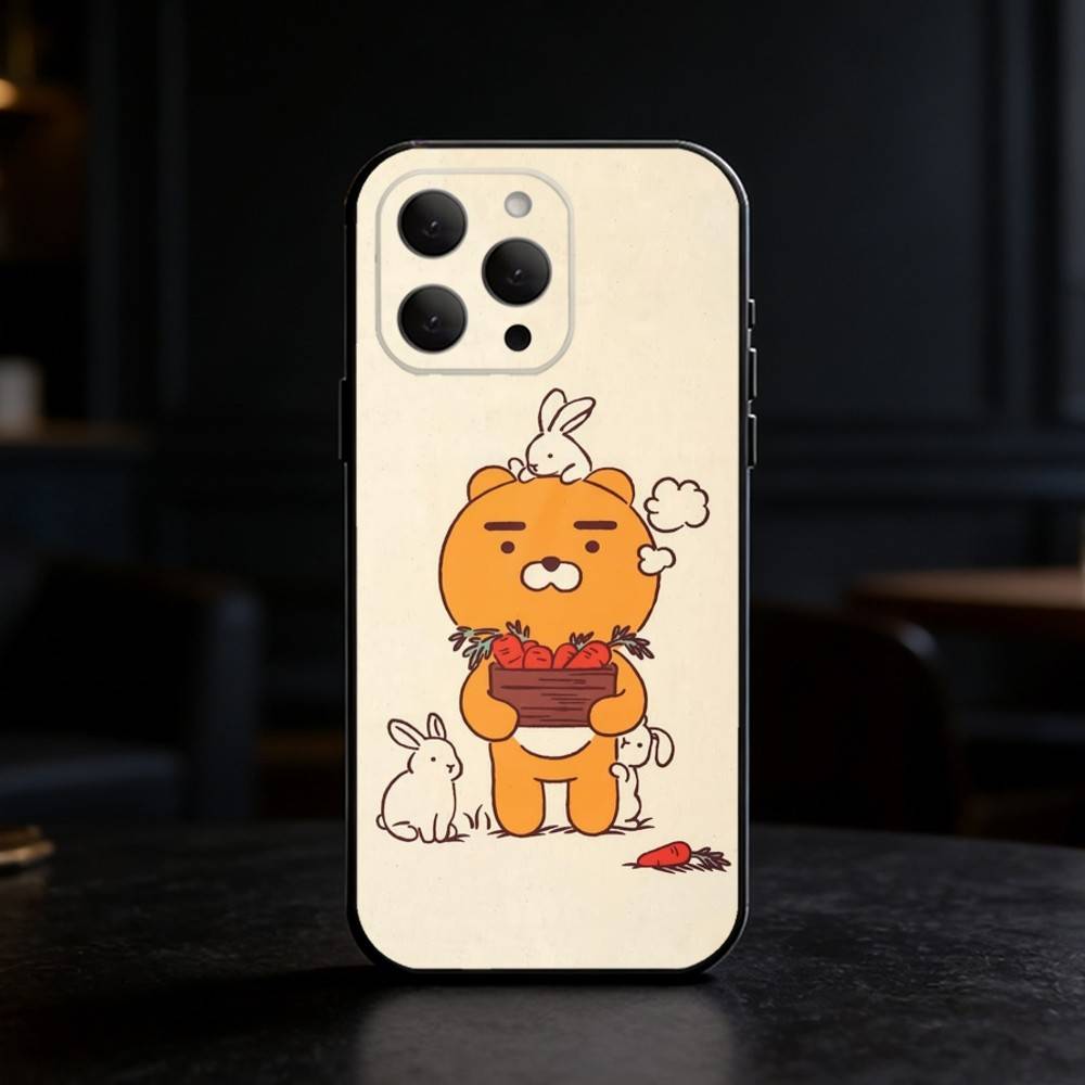 K-Kakao Friends Phone Case For iPhone 17,16,15,14,13,12,11 Plus,Pro,Max,Mini Silicone black Soft Cover