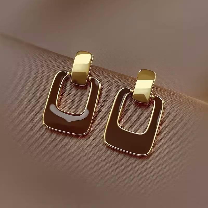 Korean Style Earrings With Classic Metal And Pearl Accents For Women