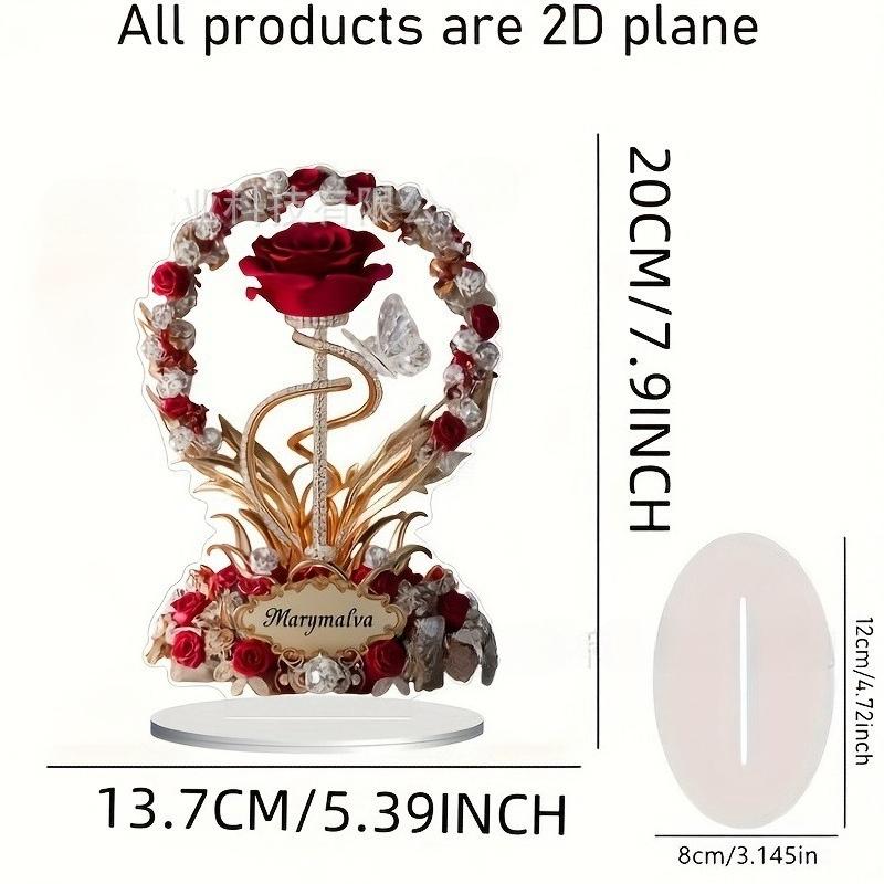 1 шт. 8-дюймовая плоская акриловая роза, может стоять, мама, подарок на день рождения, день матери, украшение на годовщину, стол, сыновний ребенок для матери, мама