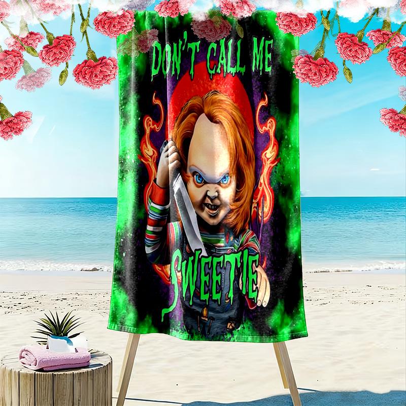 Horror Character Print Beach Towel, Large Soft Quick Dry Towel for Beach Camping Swimming