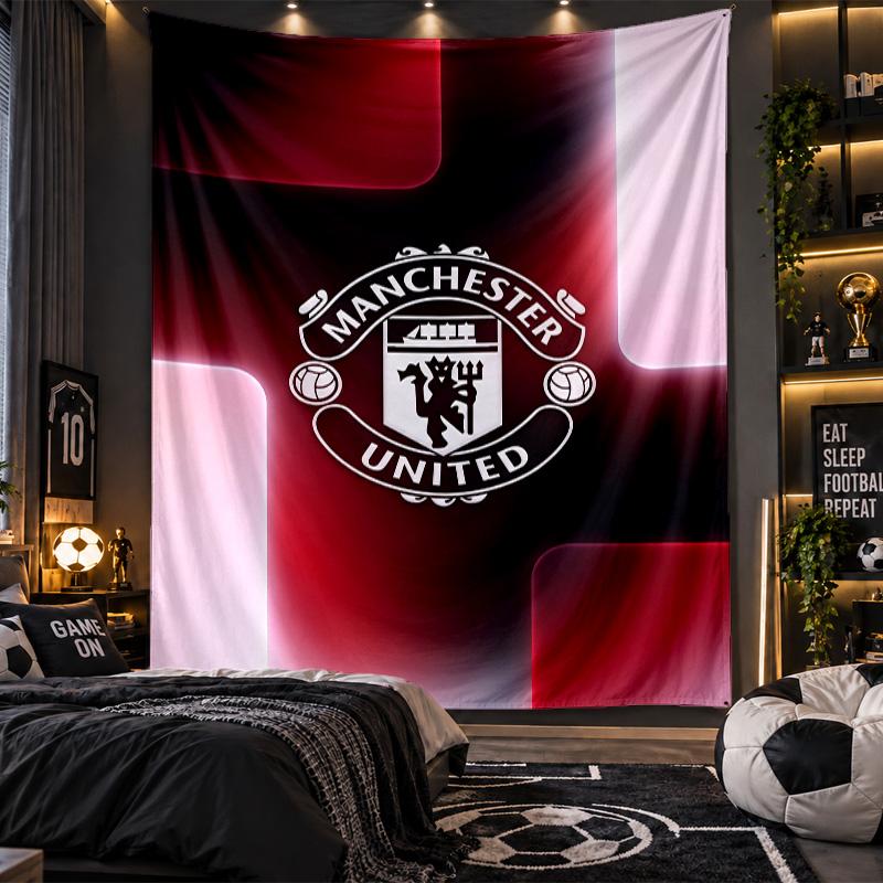 Wall Hanging Tapestry Manchester United FC Print Cloth for Living Room Bedroom Home Decor