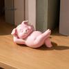 Милый Аксессуар для Микро-Ландшафта, 3D-Печатная Фигурка Лежащей Свинки, Розовая Статуэтка, Маленькая Декоративная Деталь из Смолы для Полки, Украшение-Животное для Спальни, Книжной Полки