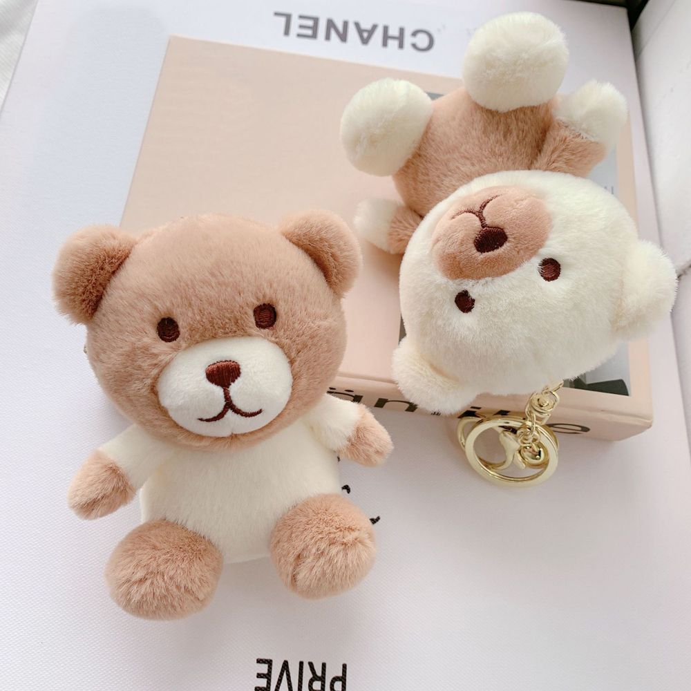 Milk Tea Color Charm Bag Ornaments Plush Dog Keychain Plush Pendant Plush Bunny Keyring Plush Doll