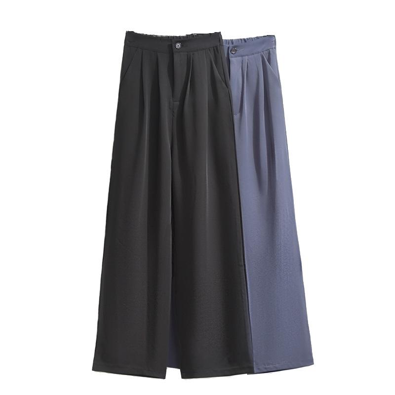 Female Spring Summer Women Casual Loose Casual Chiffon Straight-leg Wide-leg Trousers Plus Size