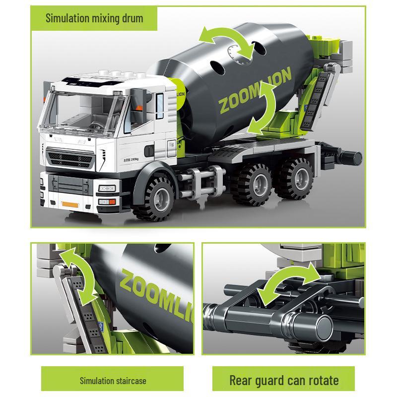 Набор строительных блоков «Строительная техника Senbao»: Экскаватор, Бетономешалка, Грузовик, Бульдозер, Подъемный кран Сборная игрушка для мальчиков.