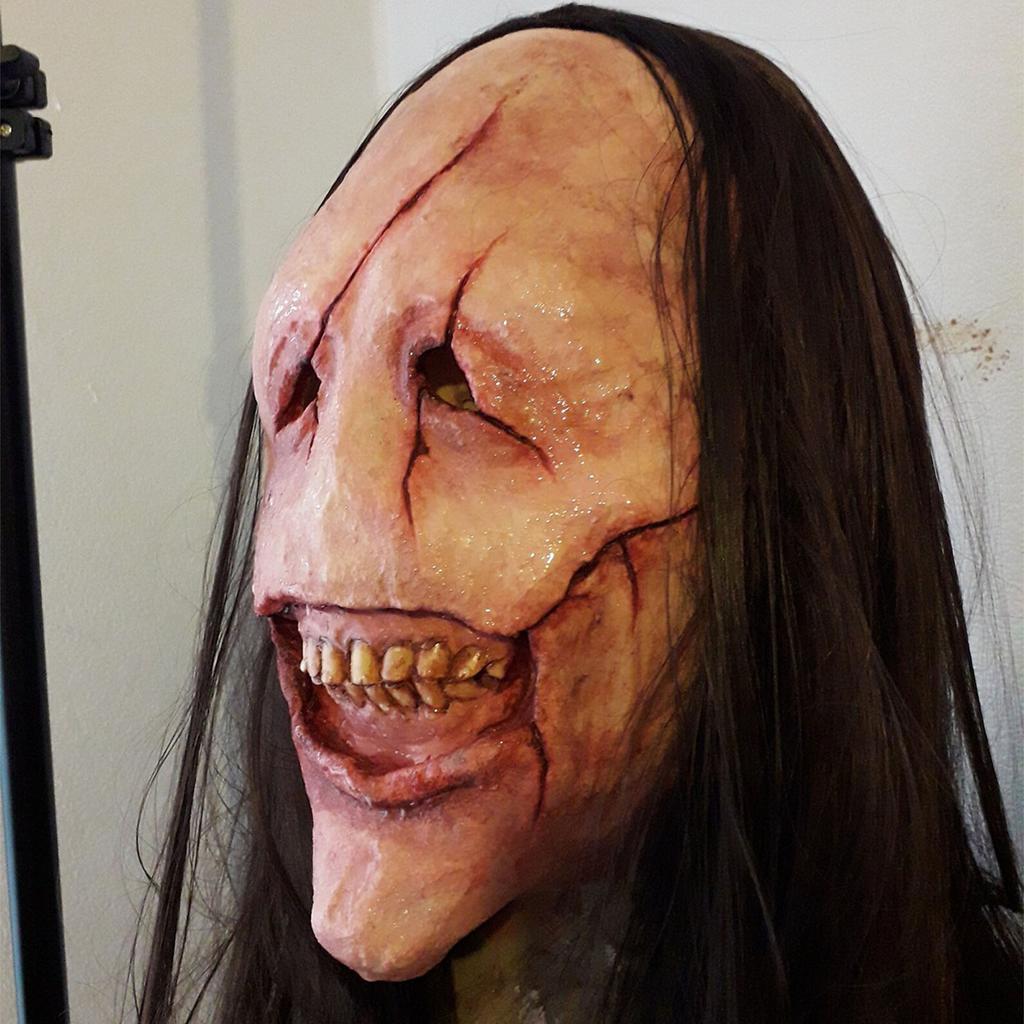 Halloween Scared Mask Scary Demon New Terror Curse Scaring Prop Haired Ghost Cosplay Creepy Masks Themed Parties Wear