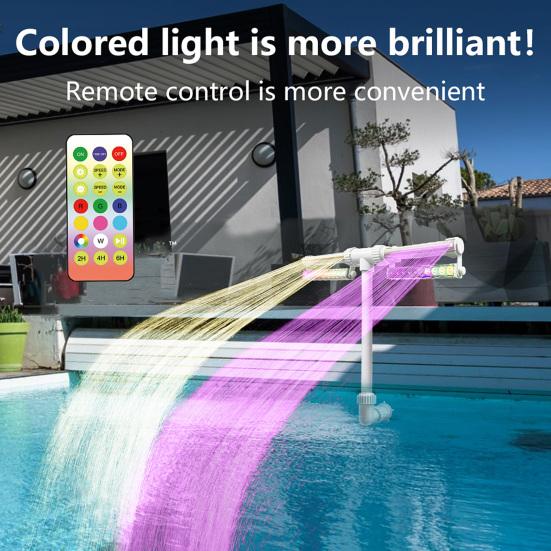 Pool Fountain with 7 Color LED Light Adjustable Dual Spray Pool Water Fountain Pool Waterfall Sprinkler Cooler for Above And In-ground Pools