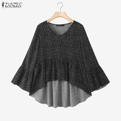 Женская повседневная блузка свободного кроя с рукавом 3/4 и принтом в горошек