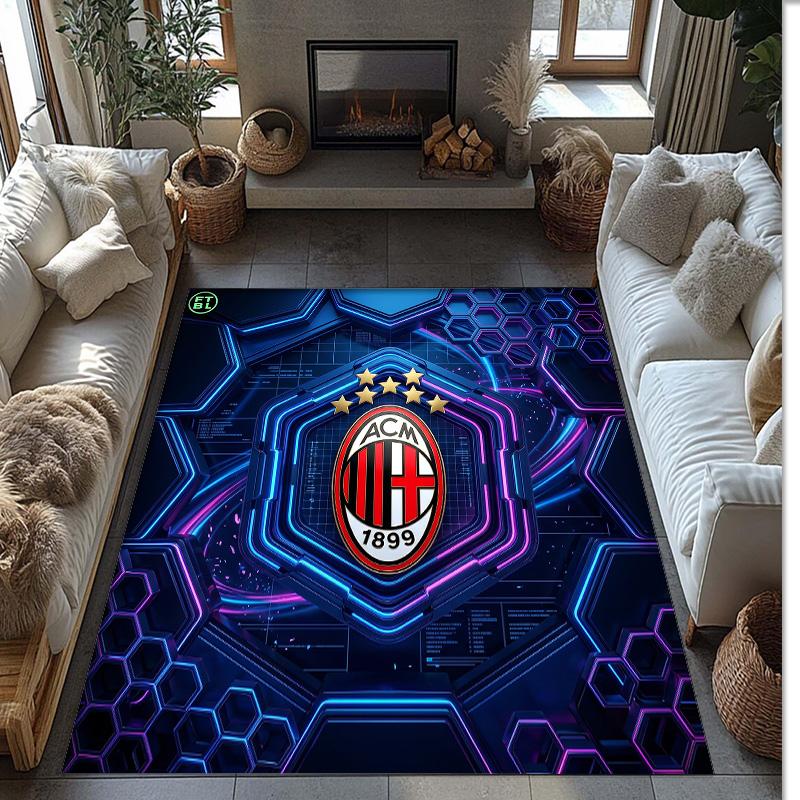 Фланелевый ковер с принтом AC Milan, нескользящий, мягкий, из полиэстера, для пола, декоративный коврик для спальни, гостиной, дивана, игровой комнаты, домашний декор