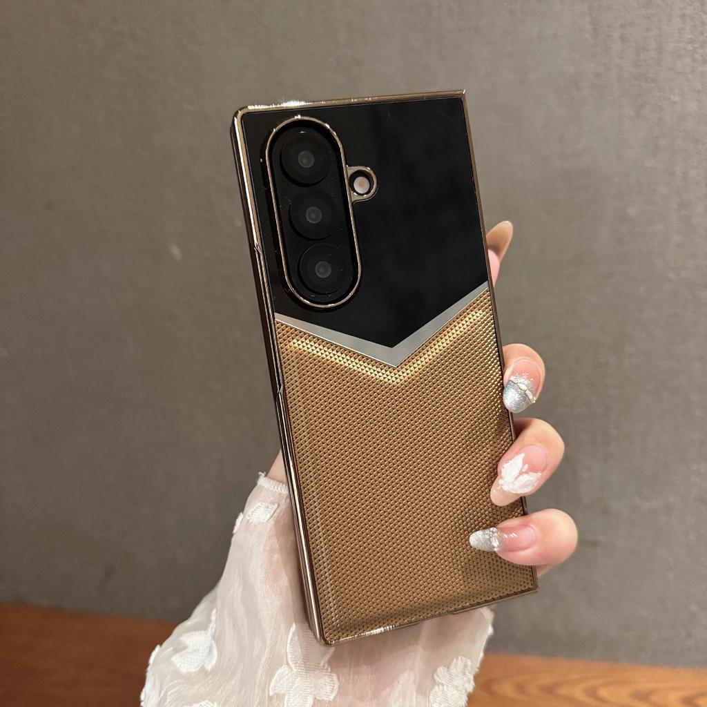 Премиальный чехол из муссовой кожи со встроенной пленкой для Samsung Z-Fold 7/6/5
