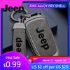 For Jeep For Jeep Grand Cherokee WK2 KL Wrangler JK JL MP Patriot Renegade Commander Compass Zinc Alloy Leather Car Key Case