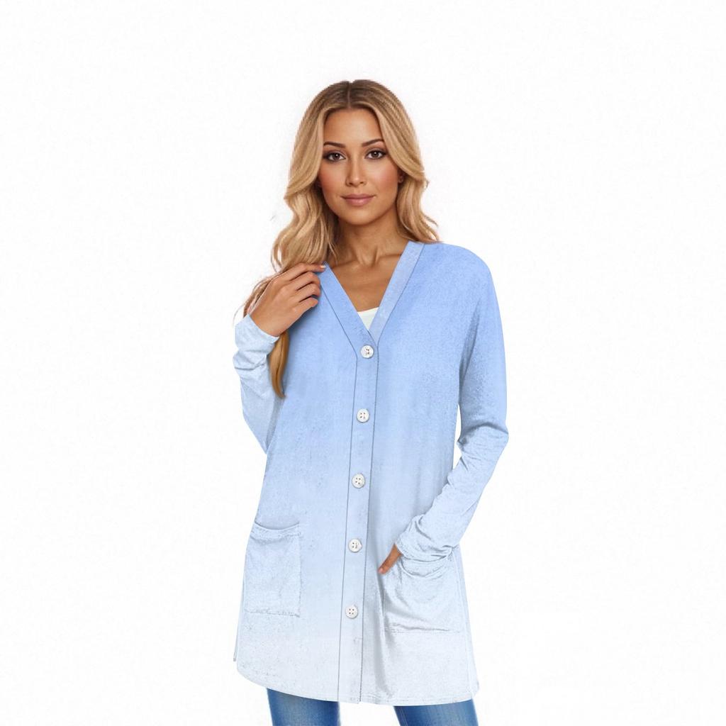 Women's Long Sleeve Cardigan Casual Jacket With Pockets Top