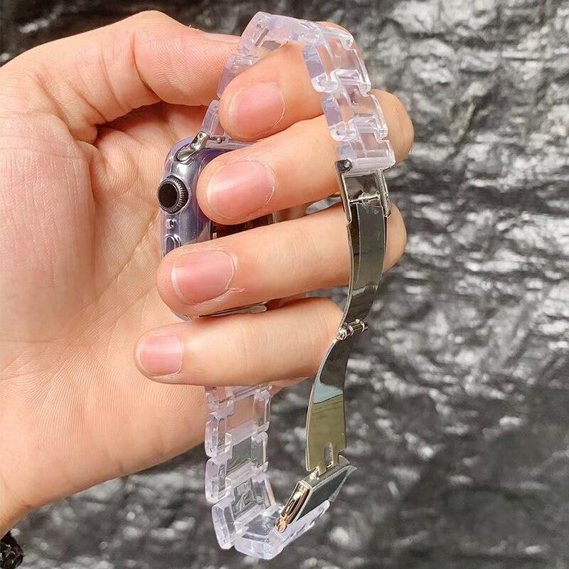 Ремешок из прозрачной смолы для часов Apple Watch Ultra 10 9 8 7 6 se 5 4 band прозрачная сталь для Apple Watch 49 мм 46 мм 45 мм 41 мм 44 мм 40 мм