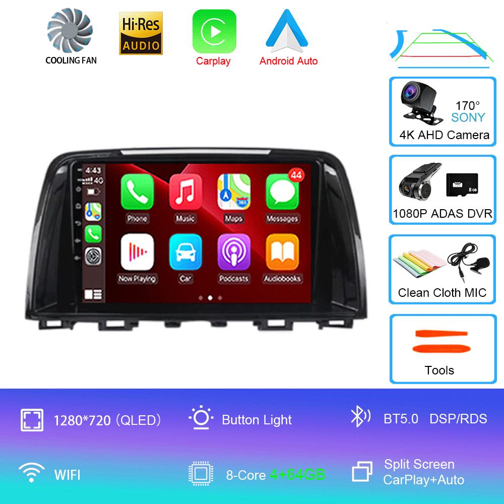Автомагнитола Для Mazda 6 GJ Atenza 2012 2013 2014 2015 2016 2017 Android 14 Carplay Auto Автомобильный мультимедийный видеоплеер GPS Навигация