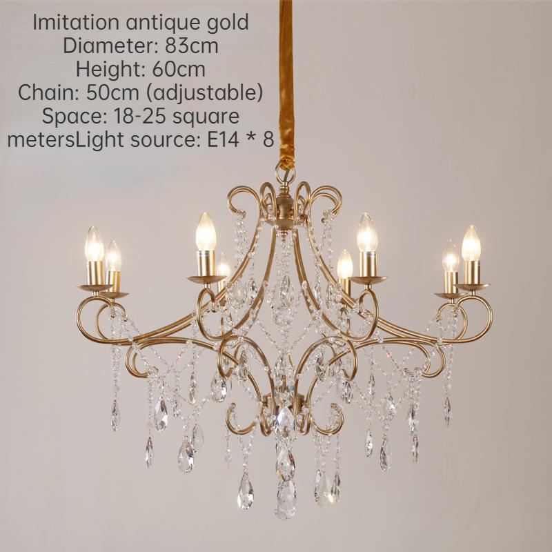 Гостиная, спальня, хрустальная ретро-золотая креативная люстра для столовой, современный и минималистичный свет