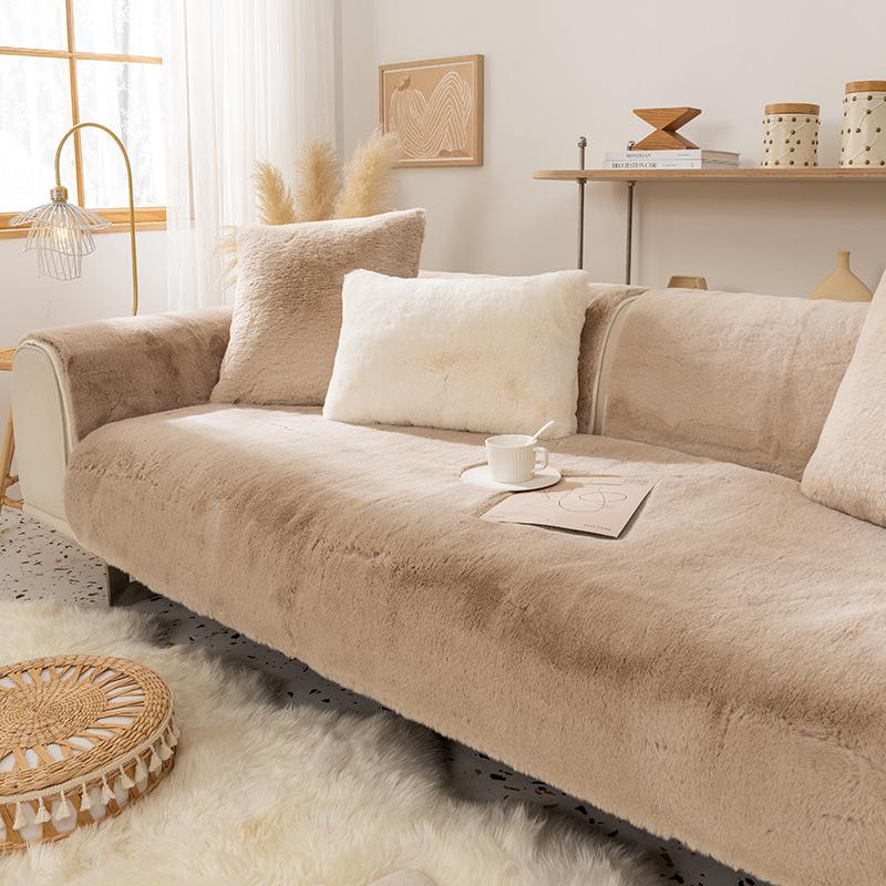 Non-Slip Sofa Cushion Four Seasons Universal Thickened Seat Cover Winter Anti-Rabbit Fur Simple Pouch