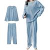 [YUESUO] домашняя одежда женская фланелевая пижама комплект верх и низ длинные брюки топы длинный рукав Домашняя одежда пушистая пижама теплая женская пушистая Святая