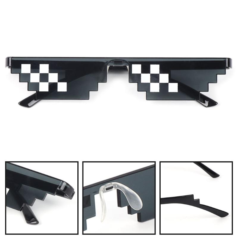 Thug Life Glasses Deal With It Glasses Pixel Women Men Black Mosaic Sunglasses