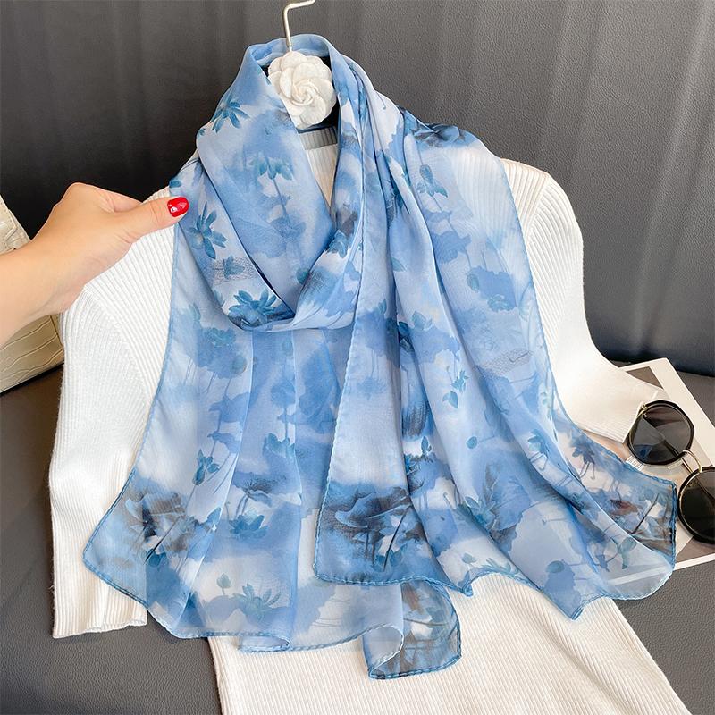 Модный шифоновый хиджаб с цветочным принтом, женский парео, женские банданы, пляжные полотенца, летняя мусульманская вуаль, накидка, женский платок