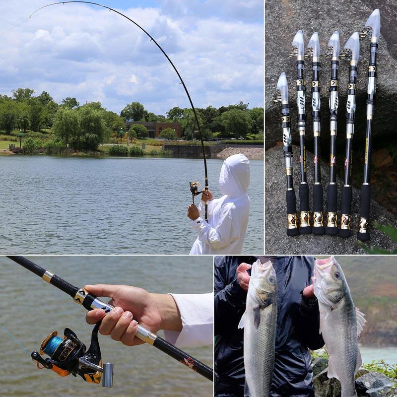Fishing Rods 24-Ton Ultra Lightweight Telescopic Fishing Poles Stainless Steel Guides