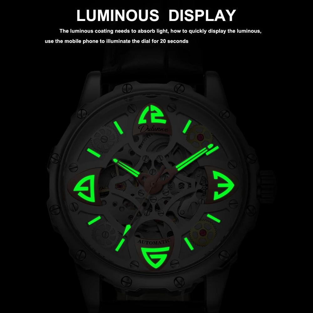 Автоматические механические часы мужские роскошные брендовые часы из нержавеющей стали скелетон мужские светящиеся часы Relogios Masculinos