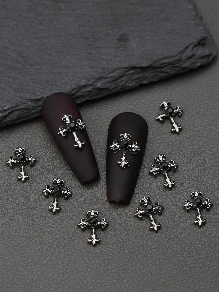 10 шт. Золотые Серебряные Кресты для ногтей 3D Белые Розовые Стразы Украшения для ногтей Украшения для ногтей DIY Украшения для ногтей Принадлежности для ногтей