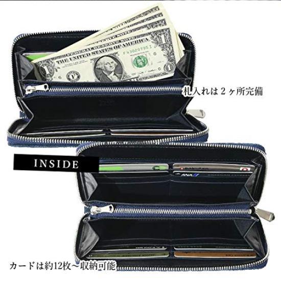 Made In Japan Elephant Leather Long Wallet Round Zipper Large Capacity Slim Green [Zoo] ZLW-101 Men's