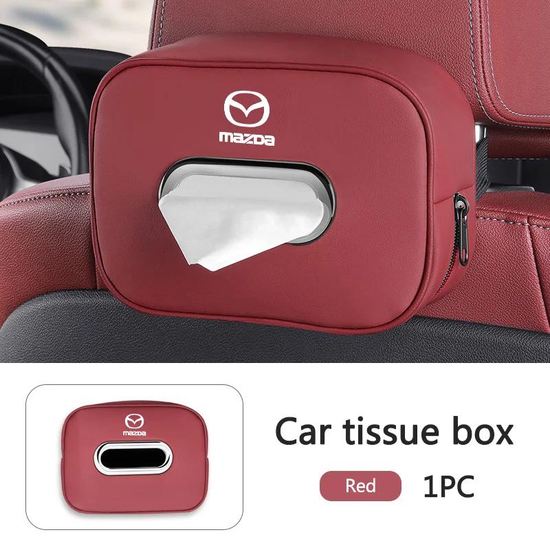 2025 Hot 1pcs Car Tissue Organizer Bag Paper Towel Storage Box For Mazda 2 3 6 BM GJ CX-5 CX5 KE KF CX-3 CX7 CX-8 Styling Access