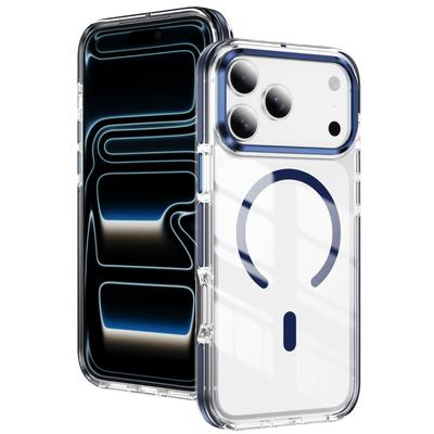 Роскошный цветной бампер-броня магнитный чехол для iPhone 17 Air 16 15 14 13 Pro Max Plus для беспроводной зарядки Magsafe прозрачная мягкая крышка