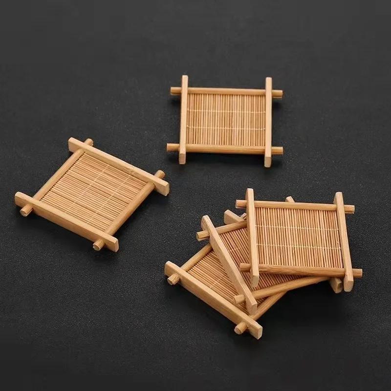 3/6/9 шт. бамбуковые карбонизированные подставки под чашки для чая квадратные подставки под чай обеденный стол изоляторы салфетки для столовых приборов аксессуары для чая кунг-фу