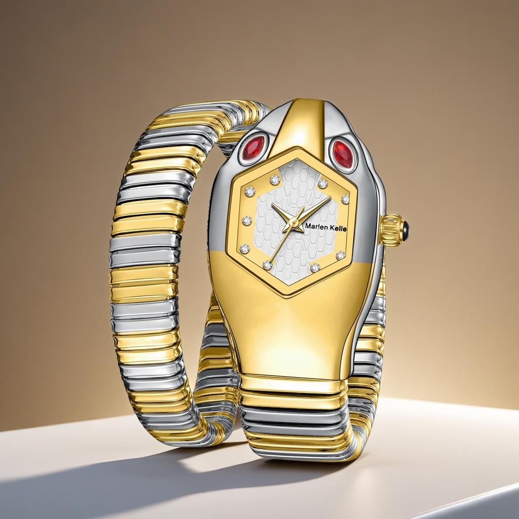 Часы Женские Роскошные Бриллиантовые Уникальной Формы Змеи Водонепроницаемые Кварцевые Женские Часы Часы