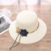 Durable Summer Beach Small Brimmed Sunshade Hat Panama Style Hat Sun Hat Flower Straw Hat