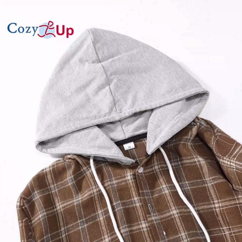 Cozy Up Men's Flannel Shirt Plaid Hoodie Long Sleeve Fall Casual Button Down Shirts