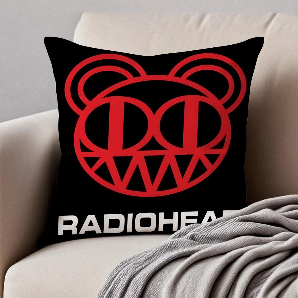 RRadiohead Cushion Cover Pillowcase Antidustmite Invisible Zipper Short Plush Sofa Cushion