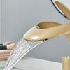 Bathroom Basin Faucet Luxury Grey Bathroom Brass Single Handle Waterfall Mixer Tap Modern Style Hot and Cold Water Sink Mixer Faucet