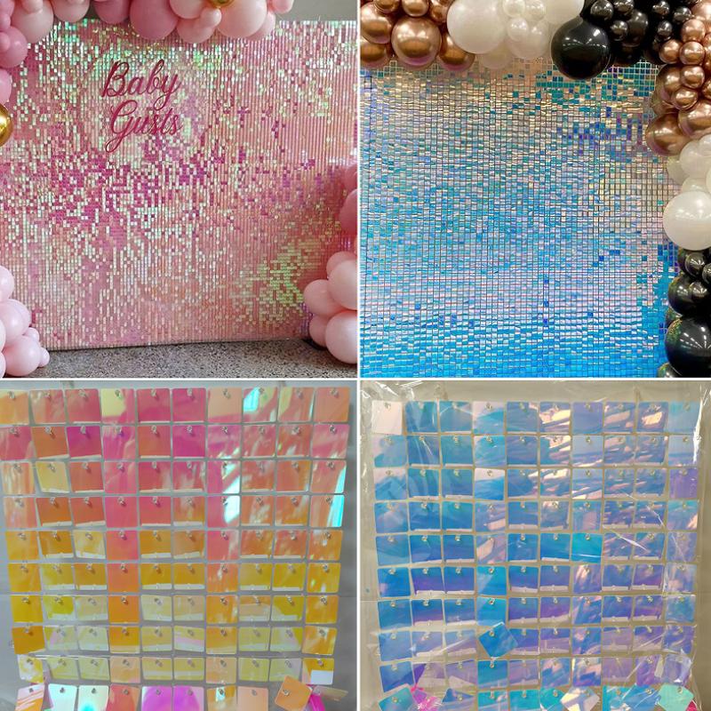 Square Sequin Shimmer Wall Backdrop Panels Glitter Bling Photo Background Backdrop for Birthday Wedding Decoration