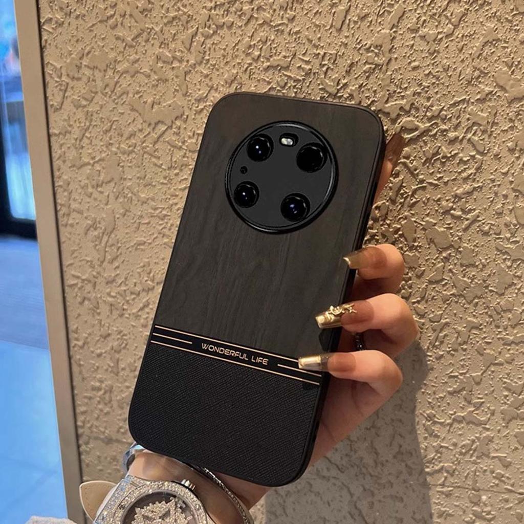 Чехол для мобильного телефона Huawei Mate60pro, кожа с текстурой дерева, подходит для P60, контрастный цвет, 50/40pro, матовая противоударная крышка