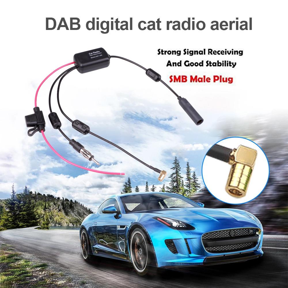 KEBIDUMEI Universal DAB+Car Stereo Antenna Aerial Splitter Cable Adapter Radio Signal Amplifier Antenna Signal Booster FM/AM Kit
