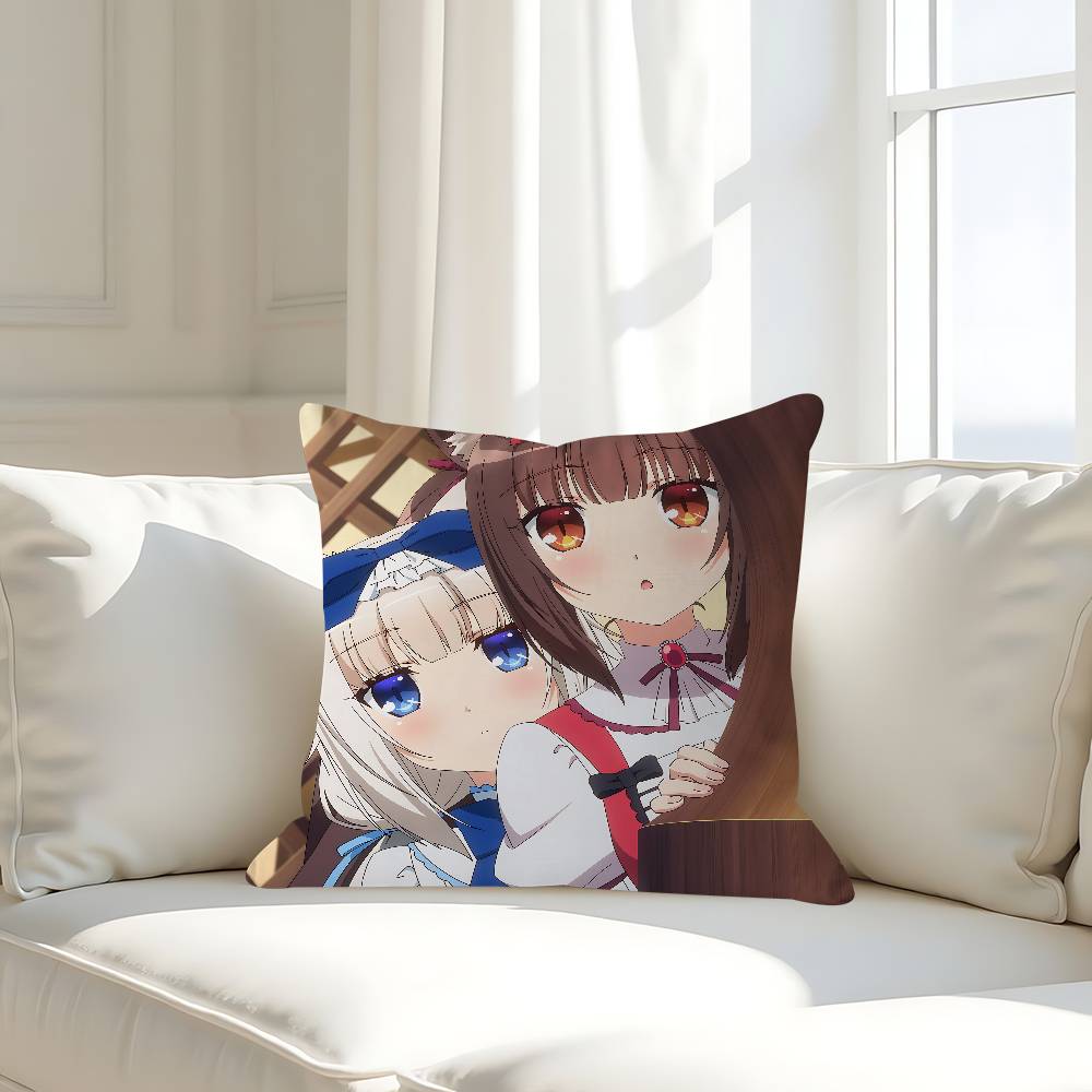 GAME-N-Nekopara-V-Vanilla Наволочка Съемная Моющаяся Наволочка для подушки – Мягкий лен для любого сезона
