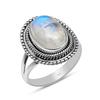 Кольцо из натурального радужного лунного камня из стерлингового серебра 925 пробы с бисером и раздельным хвостовиком для женщин и девочек
