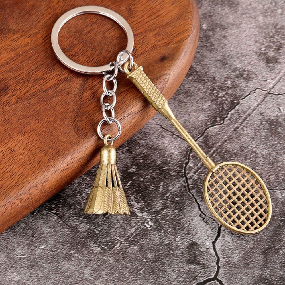 Серебряный/золотой брелок для ключей с ракеткой для бадминтона, металлическая мини-ракетка для бадминтона, подвеска-волан