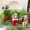 Christmas Puppy Resin Ornament Cute Puppy In Scarf Figurine Christmas Showcase Desk Home Office Decorations