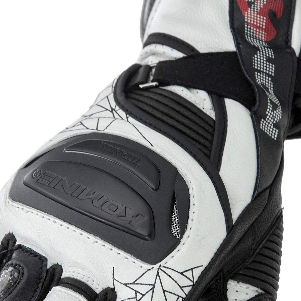 Мотоциклетные перчатки Titanium Racing Gloves 2XL 12969 Натуральная кожа Carbon Stretch Material Titanium для осени [Komine] Белый/красный GK-235 Весна,