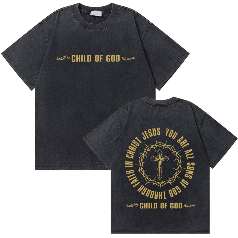 Washed Vintage Christian Jesus Graphic Tshirt Male High Quality Cotton Tshirts Men Hip Hop Gothic Oversized T Shirt Streetwear