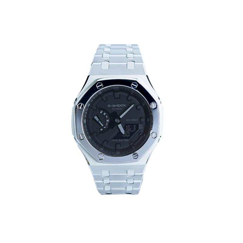 Casio Мужские часы с двойным дисплеем (жидкокристаллический/аналоговый) Серия Черные часы GA-2100-7A-