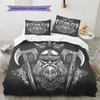 Viking warrior  Pattern Bedding Quilt Set Quilt Cover Pillowcase Home Decoration  Gift (1 * duvet cover + 2 * pillowcase, without core)