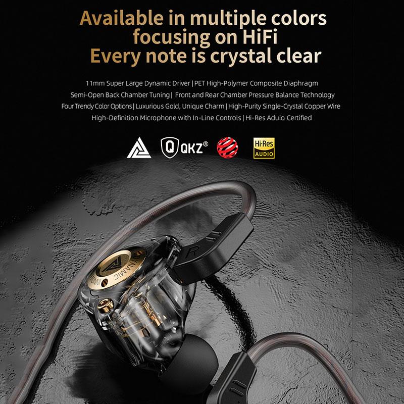 QKZ Super Bass Wired Earphones ENZO Headset 3.5MM In-Ear Earbuds With HD Microphoen Noise Cancel Headphone Cable Control