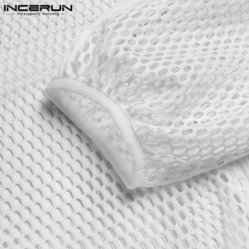 INCERUN Летние спортивные укороченные топы для женщин и мужчин в сетку, прозрачные укороченные топы с длинными рукавами и капюшоном, модные прозрачные мешковатые повседневные рубашки на молнии